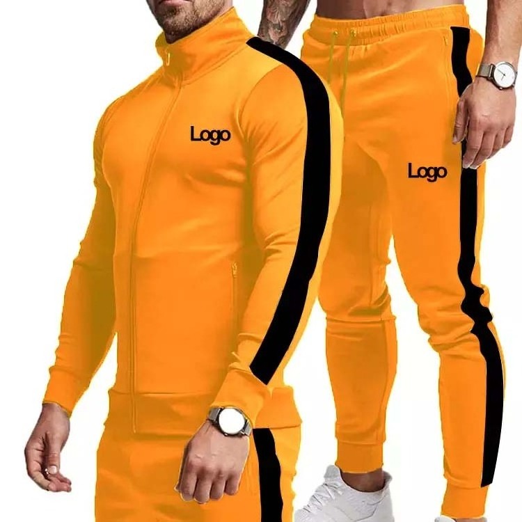 Men's High Quality Slim Fir Gym Wear Tracksuit Custom Logo Striped Zipper Jogger Set Premium Sweat suit By Huzaifa Products