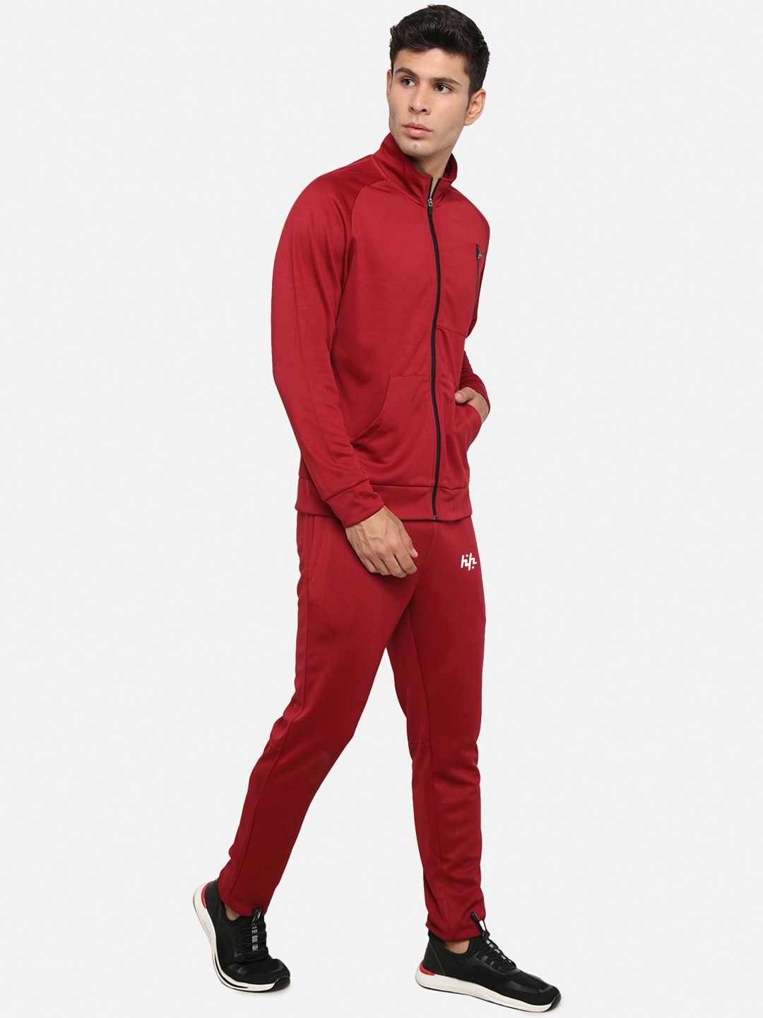 Red men tracksuit Maroon Solid Tracksuit For Men's With Custom Logo From Pakistan Manufactured By Huzaifa Products