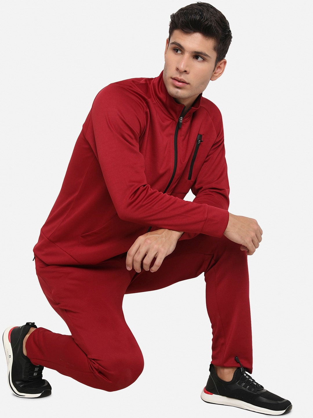 Red men tracksuit Maroon Solid Tracksuit For Men's With Custom Logo From Pakistan Manufactured By Huzaifa Products