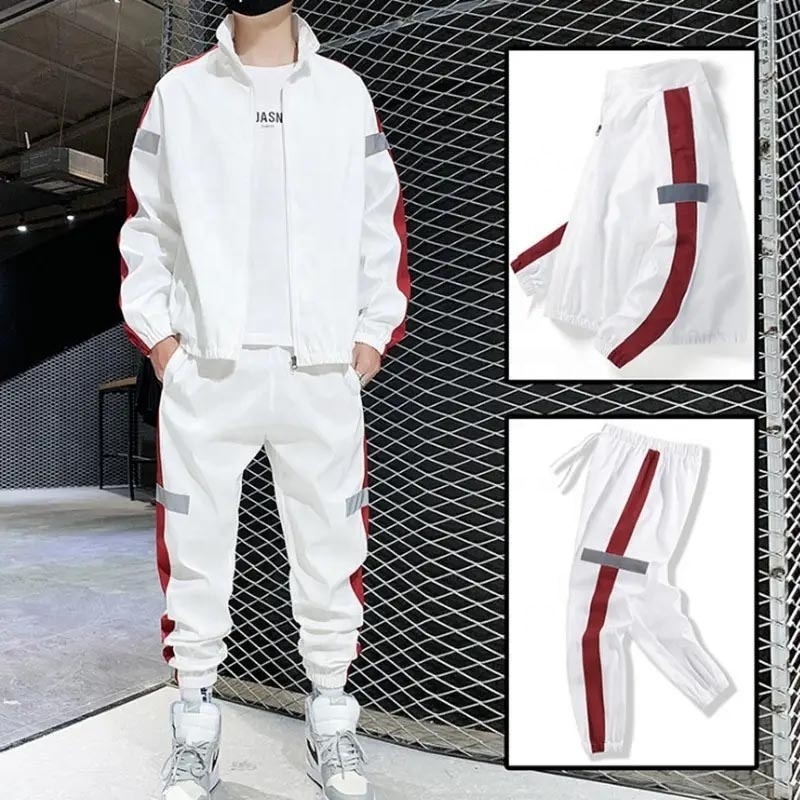 Wholesale OEM Men's Custom Parachute Sweat suit with Custom Logo High Quality Breathable Parachute Zipper and Jogger Set