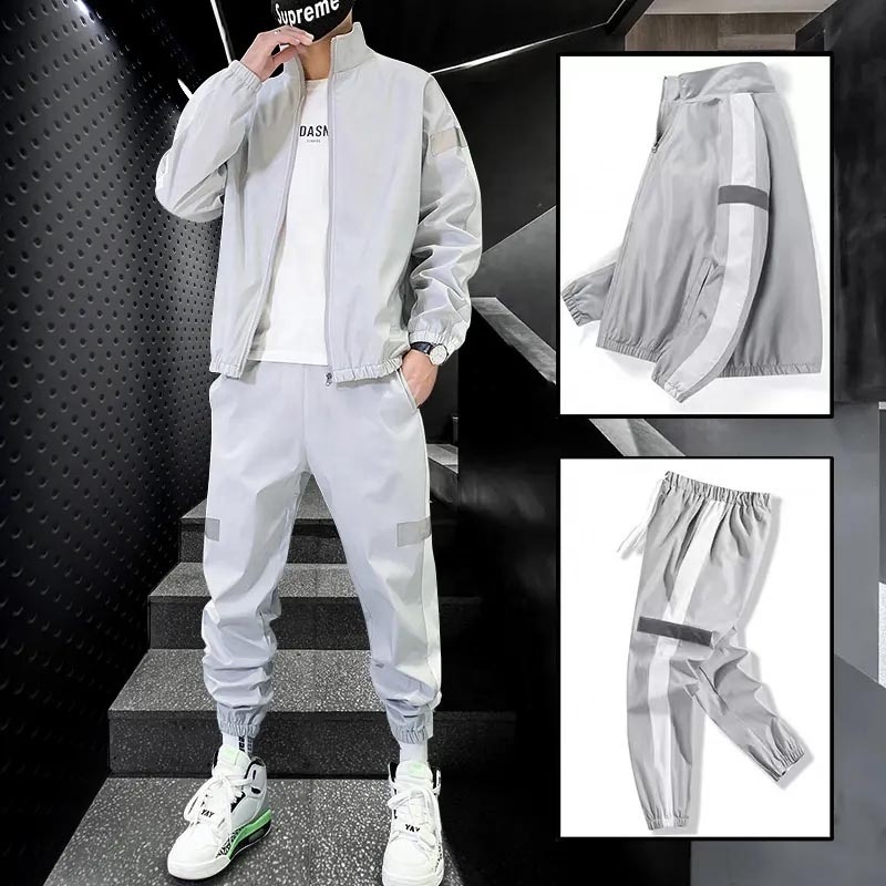 Wholesale OEM Men's Custom Parachute Sweat suit with Custom Logo High Quality Breathable Parachute Zipper and Jogger Set