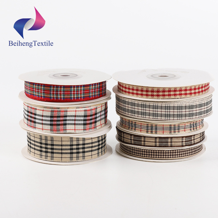 Wholesale Luxury Plaid Check Wired Edge 38mm Checked Ribbon