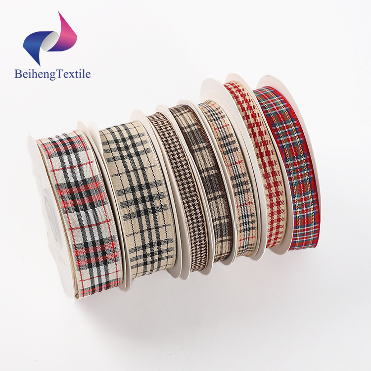 Wholesale Luxury Plaid Check Wired Edge 38mm Checked Ribbon