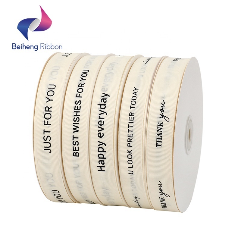 Ribbon thank you printed custom logo ribbon printed polyester ribbons with logo thank you