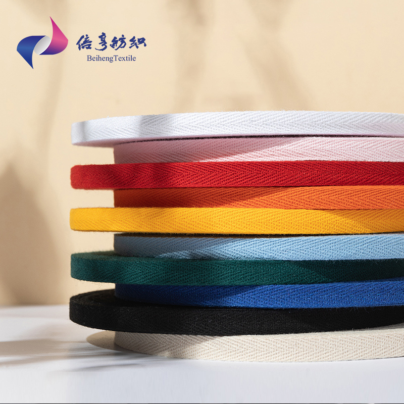 Custom Wide Brand Printed Polyester Cotton Herringbone Tape