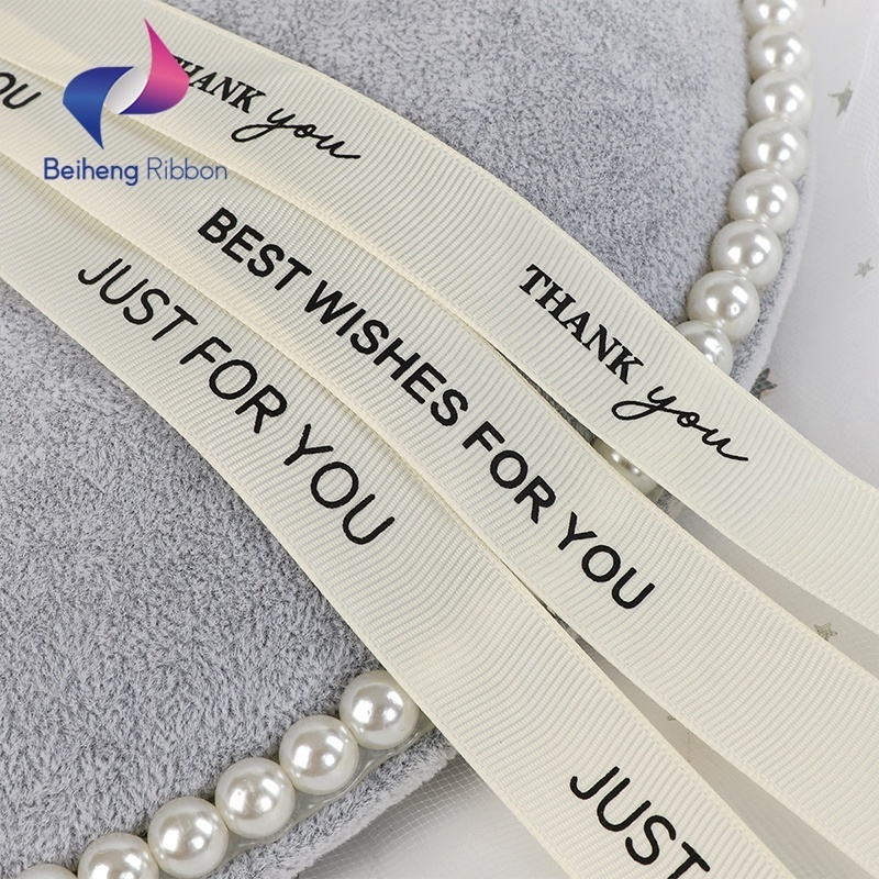 Ribbon thank you printed custom logo ribbon printed polyester ribbons with logo thank you