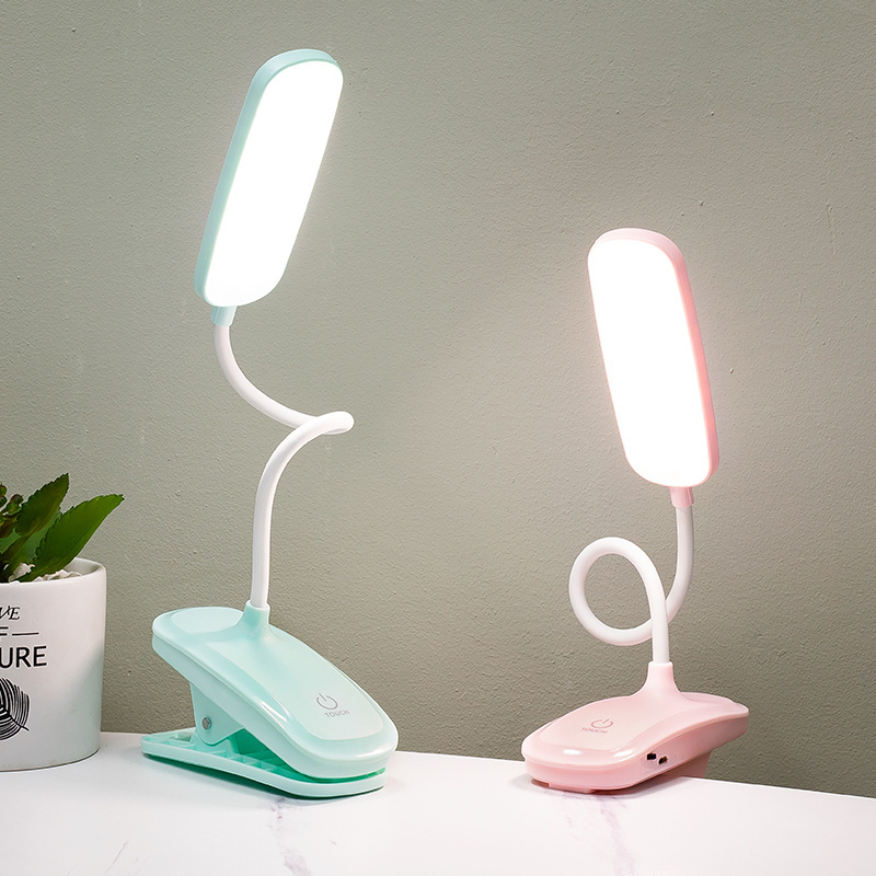 Hot Sell White Pink Blue Clip LED table lamp bedside white warm white touch control rechargeable eyes protection desk read light