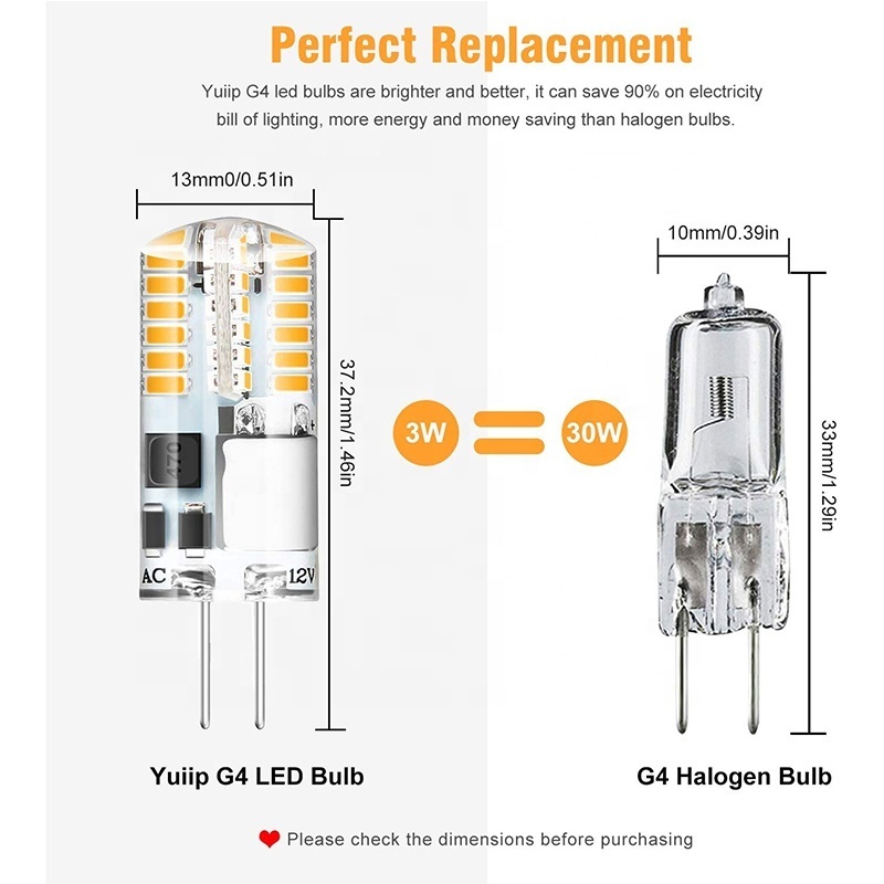 Parts component of pendant ceiling lamp SMD2835 Dimmable AC DC12V 24V 1.5W G4 led light bulb