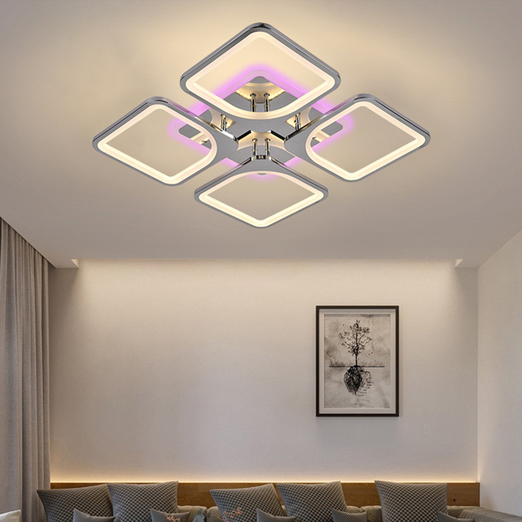 Modern APP Remote Control Acrylic Square Fancy Ceil Lamp Living Room Bedroom Home 160W Luxury LED Ceiling Lights