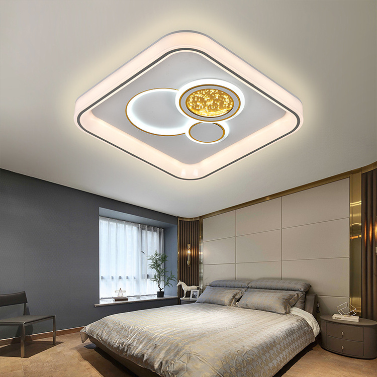 Hot Sale Nordic Dimmer Ceil Round Modern Design Acrylic Square Panel Lamp Fixture Bedroom 160W LED Ceiling Light