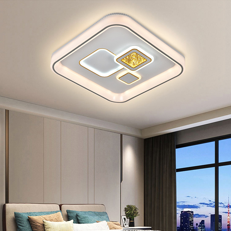 Hot Sale Nordic Dimmer Ceil Round Modern Design Acrylic Square Panel Lamp Fixture Bedroom 160W LED Ceiling Light