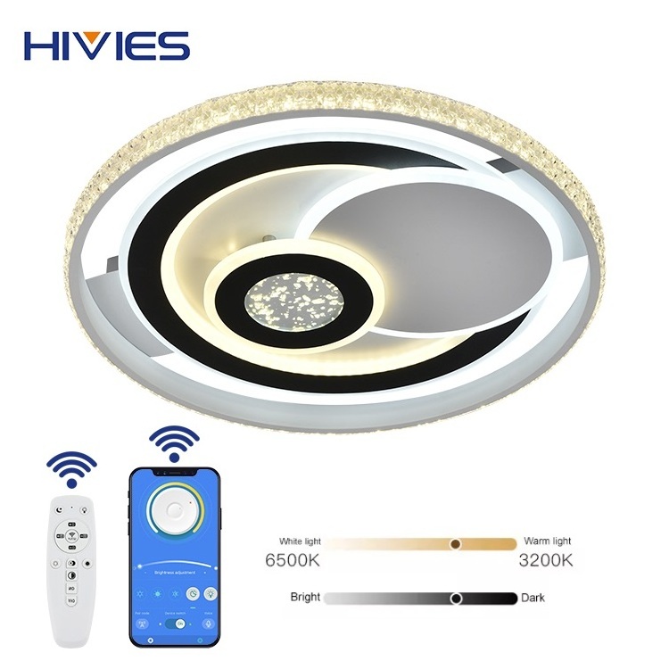 HIVIES Wholesale Surface Ceil Lamp Modern Remote Fixtures Bedroom Night Flush Mount Ceiling Light LED