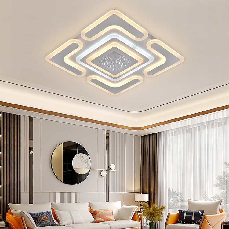 Hot Sale High Quality Square Modern Remote Control Flush Mounted Smart Lamp Lights Led Ceiling Lamp For Living Room