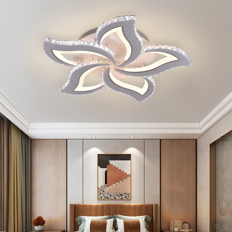 Hot Selling Decorative Crystal Light Flower Lighting Flush Mount Smart Modern Luxury Living Room Bedroom 198W Led Ceiling Lamp