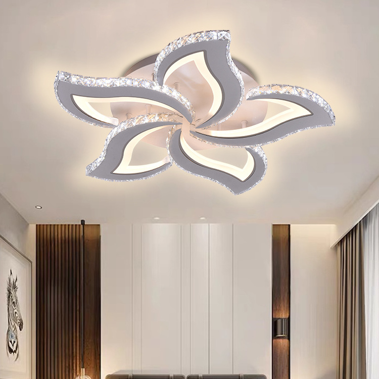 Hot Selling Decorative Crystal Light Flower Lighting Flush Mount Smart Modern Luxury Living Room Bedroom 198W Led Ceiling Lamp