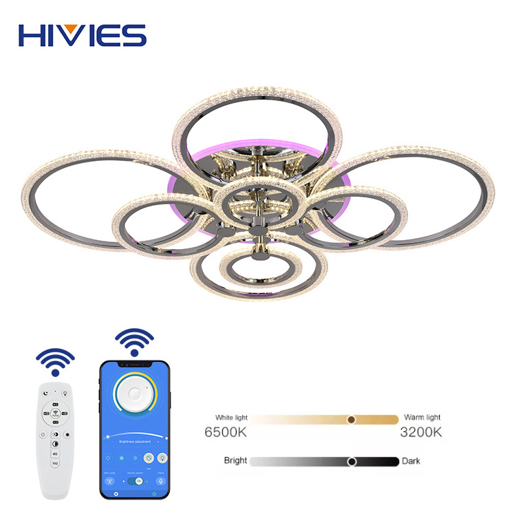 HAYVIS Modern Style Ceiling Light Round Flush Mount Acrylic Indoor Dining Room Bedroom 280W Led Lamp Chandelier