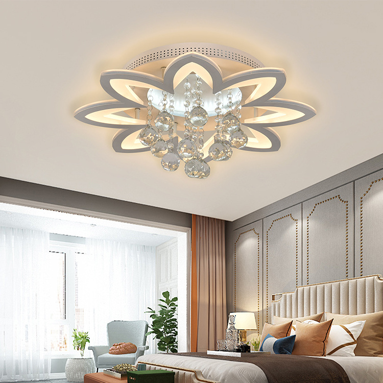 Modern Luxury Acrylic Crystal Lighting Dinning Room Living Room Hotel Lobby Dimmable 66W Led Ceiling Lights