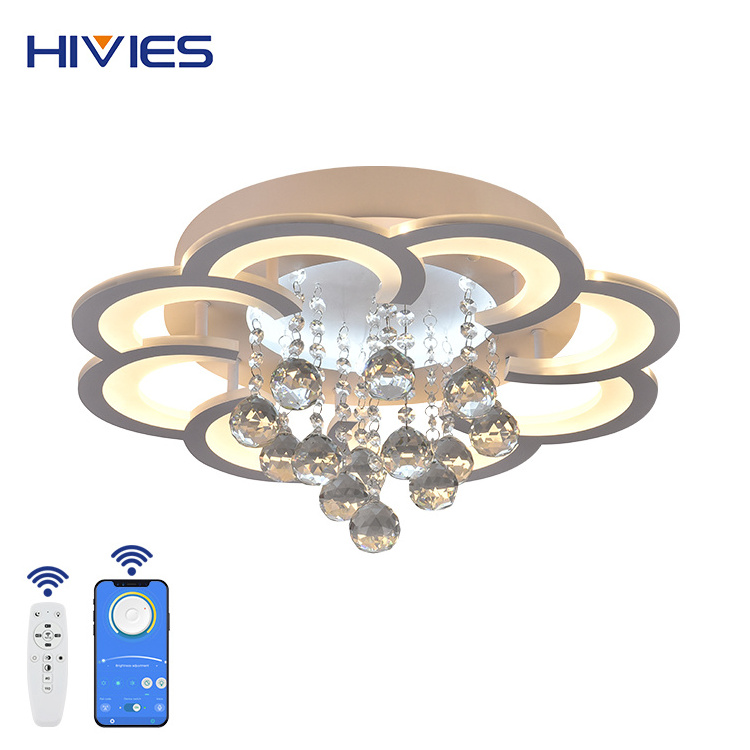 Modern Luxury Acrylic Crystal Lighting Dinning Room Living Room Hotel Lobby Dimmable 66W Led Ceiling Lights