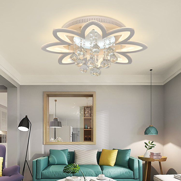 Modern Luxury Acrylic Crystal Lighting Dinning Room Living Room Hotel Lobby Dimmable 66W Led Ceiling Lights