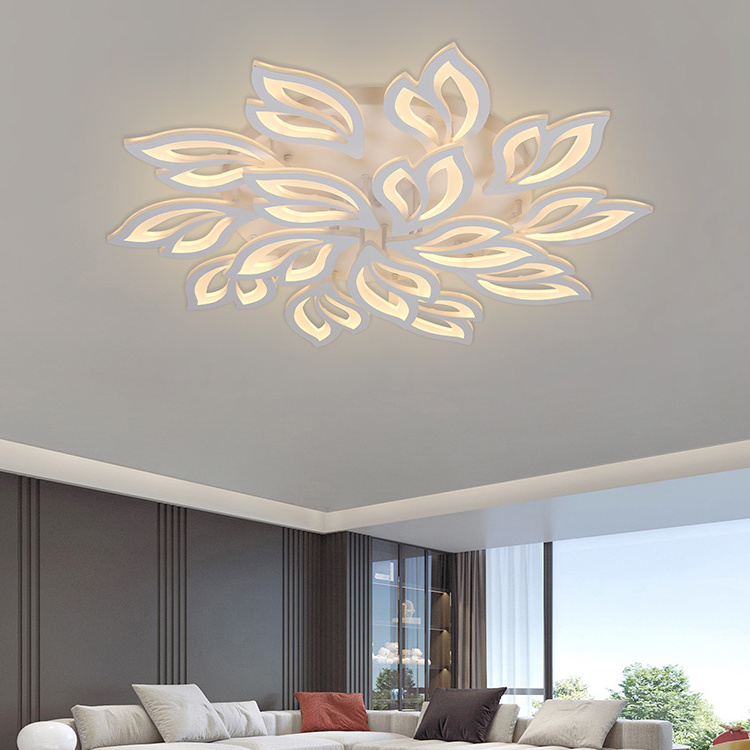 High Lumen Surface Mounted Acrylic Fancy Luxury Modern Living Room Hotel Indoor Decorative Remote Control Led Ceiling Lights