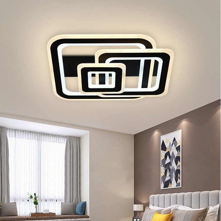 HIVIES Modern Simple Change Light Color Remotely Square Flat Ceil Lamp Indoor 210W Led Ceiling Lighting