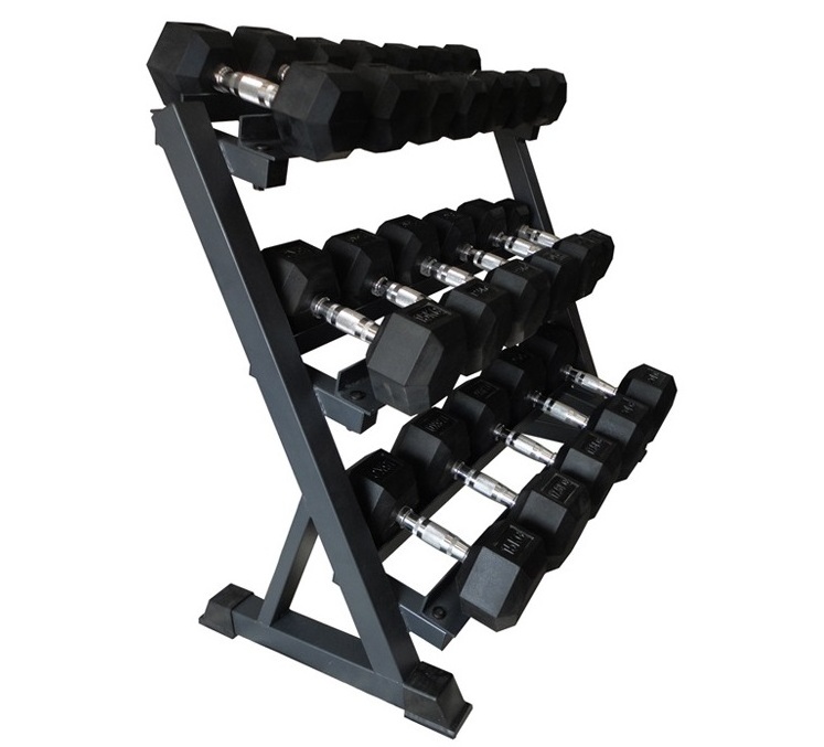 Gym Equipment Weight Lifting Hex Dumbbell Stand Rack Fitness Accessories 3 Tier Dumbbell Rack