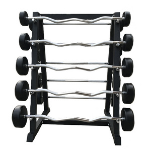 China Wholesale Fitness Equipment Different Weight Fixed Straight EZ Curl Rubber Barbell