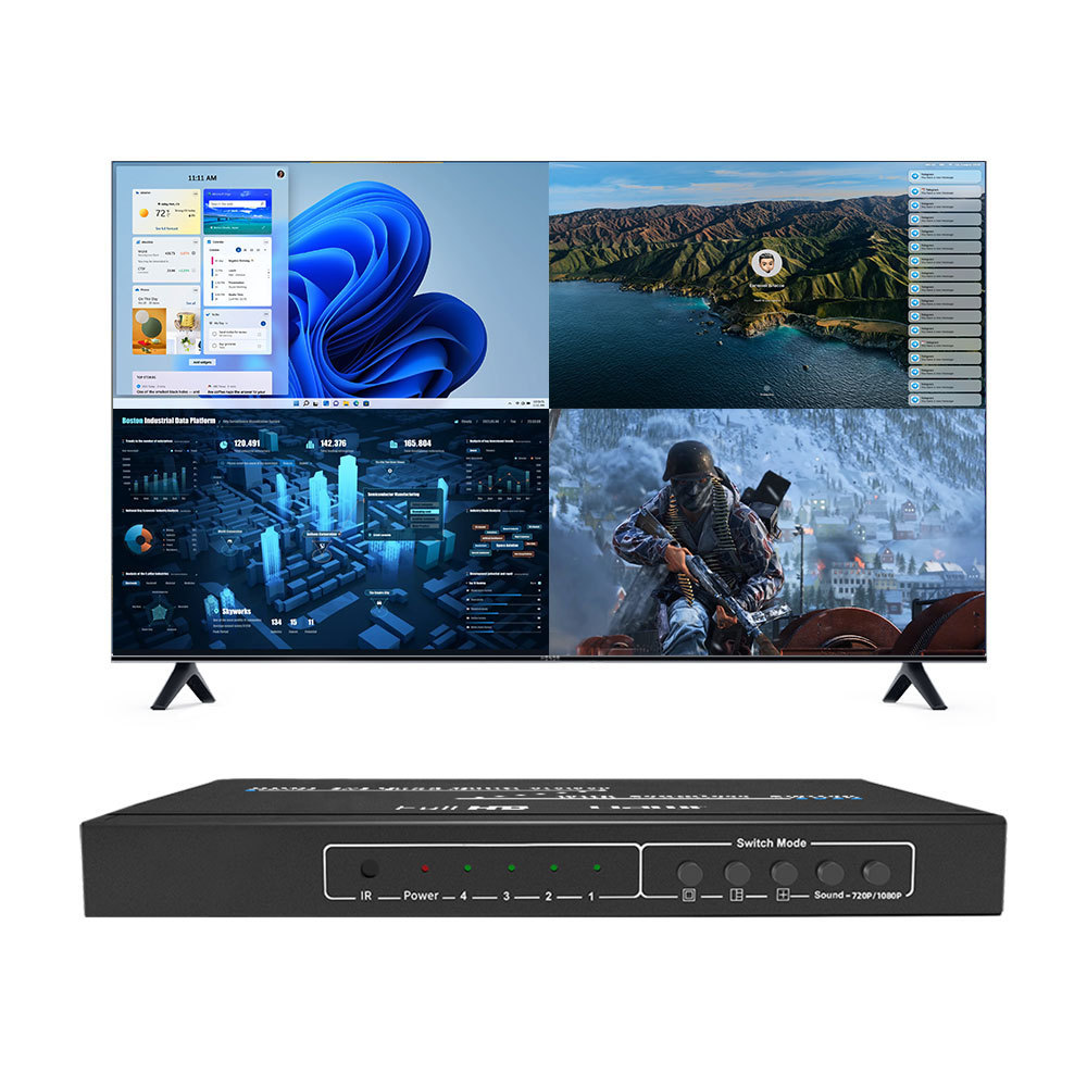 1080P HDMI 8x1 4x1 Quad Multiviewer With Seamless Switch for PC and TV