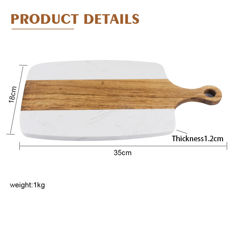 New Hot Selling Marble Acacia Wood Cutting Board Double-sided Cheese Serving Board With Handle