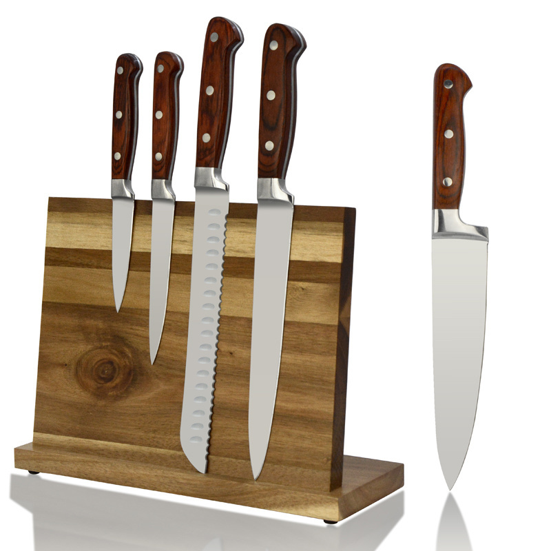 5PCS High Quality Professional Stainless Steel Chef Knife Kitchen Knives Set With Pakka Wood Handle