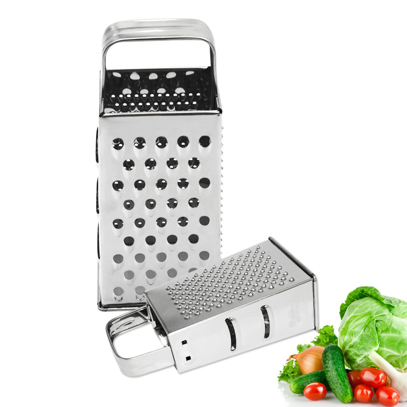 8 Inch Professional Box Grater Stainless Steel 4-Sided Hand Vegetable Slicer Cheese Grater with Handle