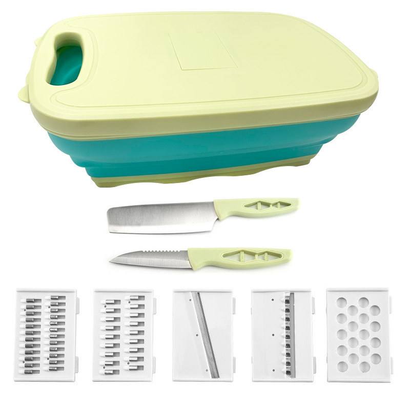 Fullstar Salad Vegetable Food Chopper Grater Slicer Kitchen Accessories with Fadable Basket Chopping Board Knife Set