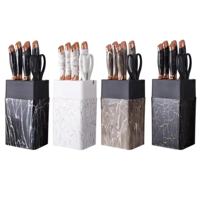 New Design High Quality Carbon Stainless Steel Coating Kitchen Knife Set With Sharpener Knife Set And Block