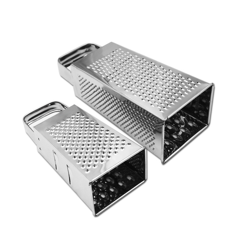 8 Inch Professional Box Grater Stainless Steel 4-Sided Hand Vegetable Slicer Cheese Grater with Handle