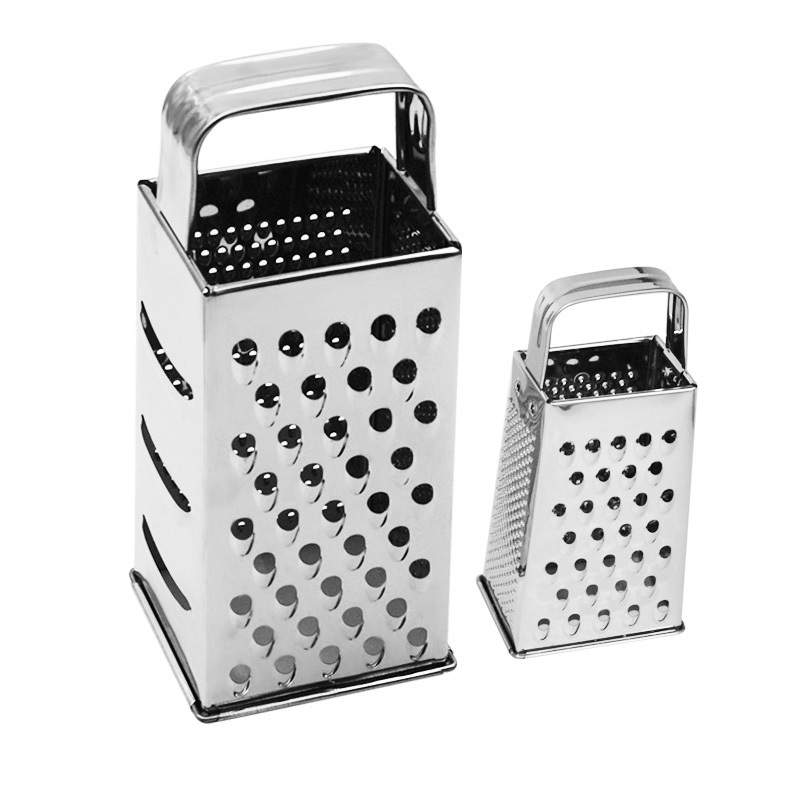 8 Inch Professional Box Grater Stainless Steel 4-Sided Hand Vegetable Slicer Cheese Grater with Handle