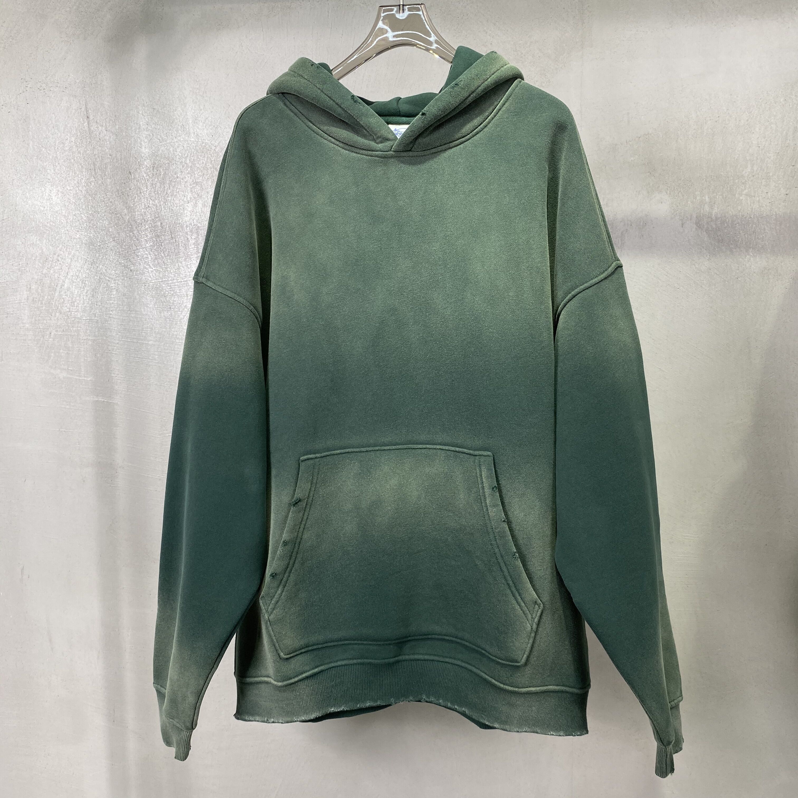 Autumn and winter new solid color blank plus cashmere thickened 360g spray dyeing old hoodie men