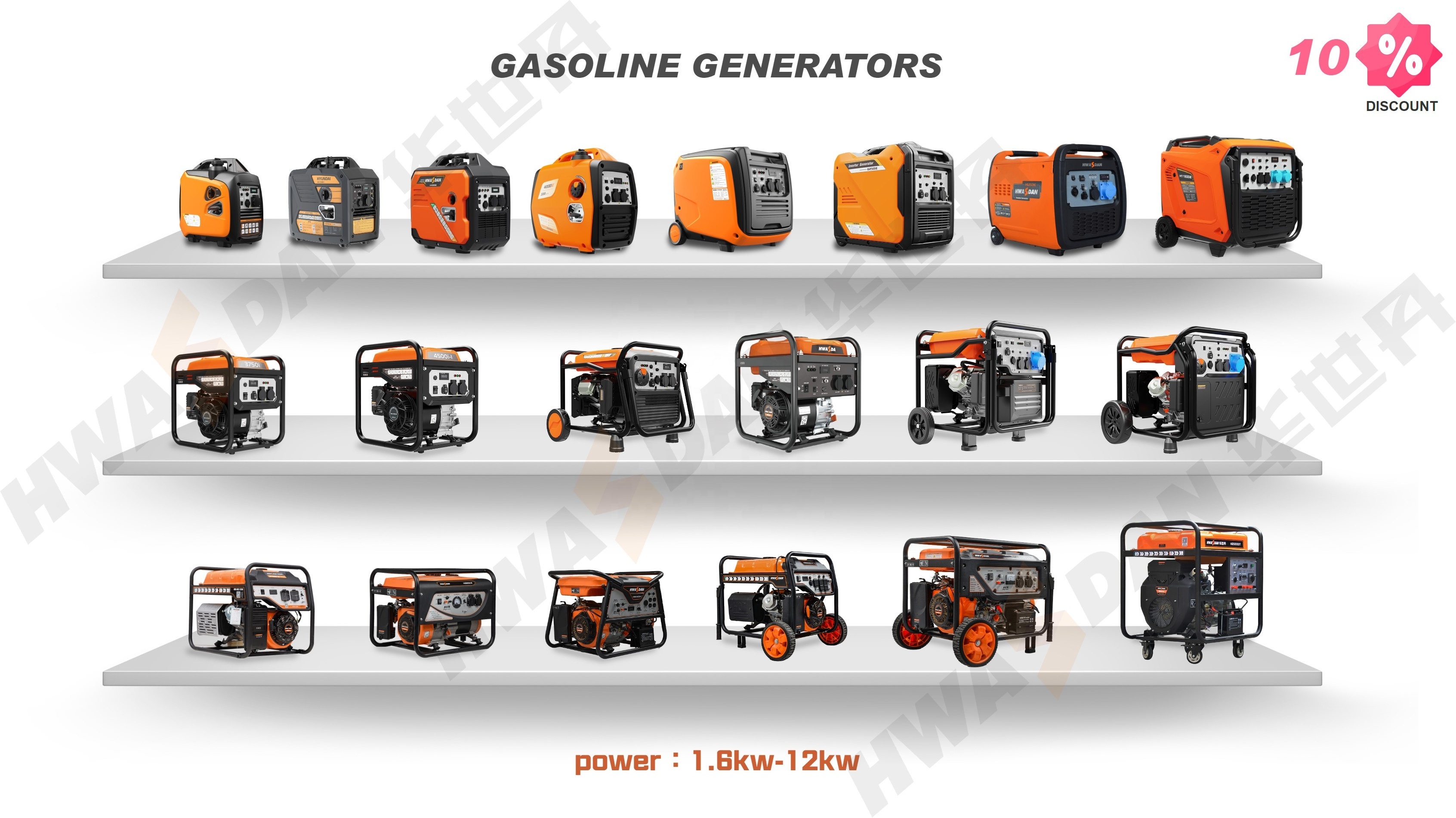 Hwasdan 2000w silent invertor gasoline generator 1.8kw 2kva for car motor mini generator price in  korea india ethiopia