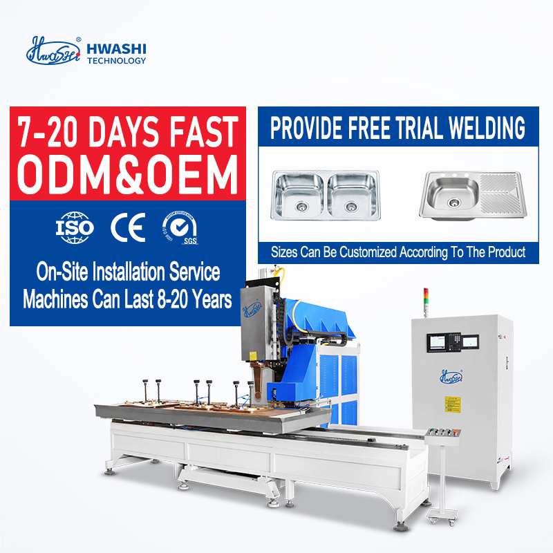 HWASHI Commerical Kitchen Sink Automatic CNC Stainless Steel Sink MFDC Rolling Seam Welding Machine Welders Equipment