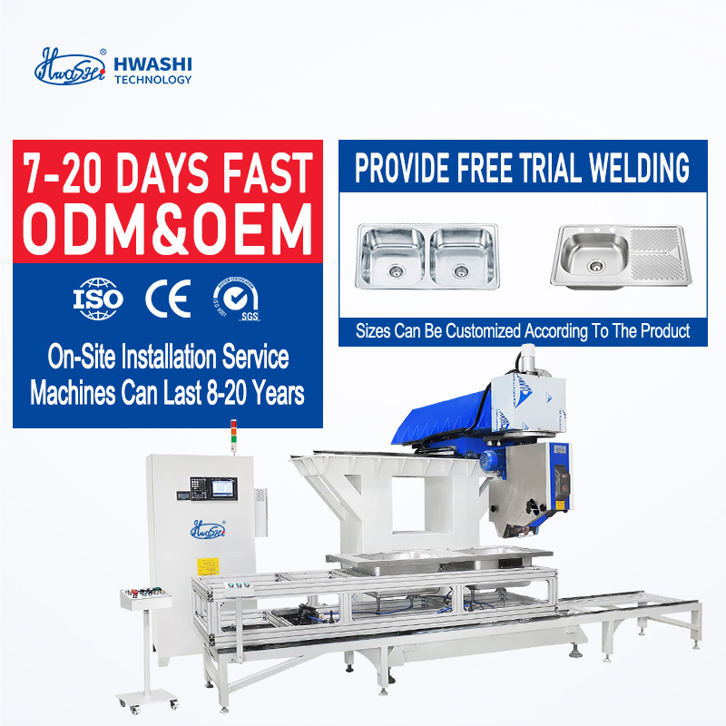 HWASHI Commerical Kitchen Sink Automatic CNC Stainless Steel Sink MFDC Rolling Seam Welding Machine Welders Equipment