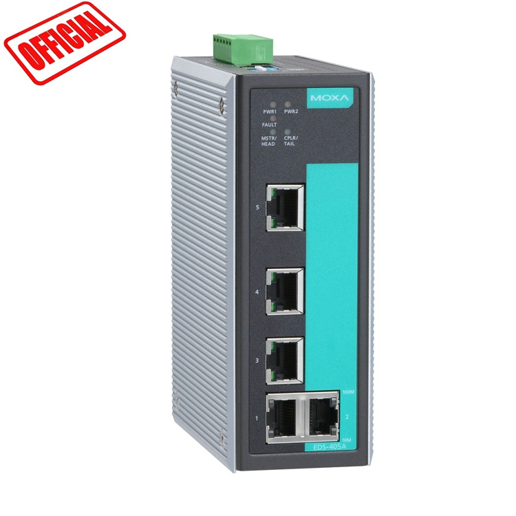 moxa managed ethernet switch for EDS-405A 5 port industrial din rail official certification agent 5 year warranty