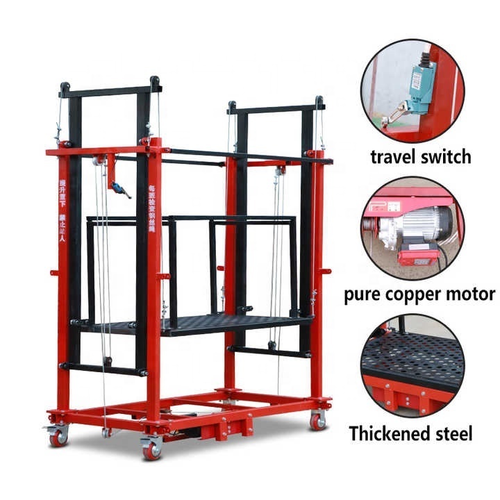 500kg Mobile Electric Scaffold Platforms Lift Battery Scaffolding for Construction Warehouse