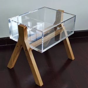 Modern Furniture Acrylic Small Bedside Table Clear Lucite Coffee Table With Drawer