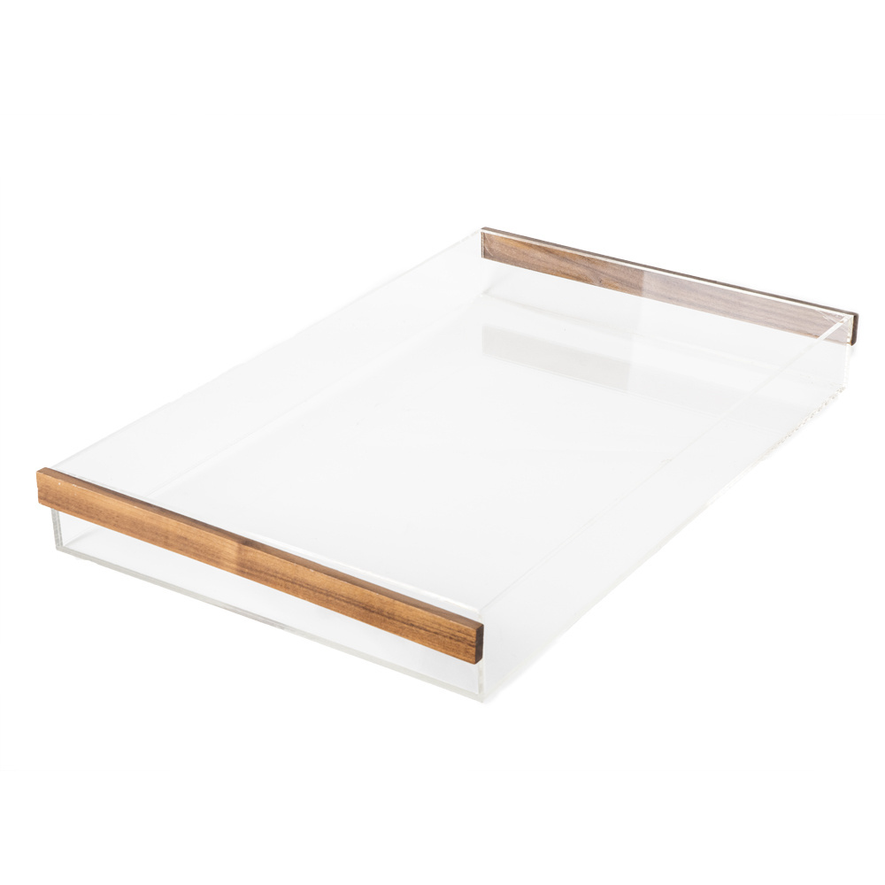 Customized Square Acrylic Tray Clear Acrylic Tray For Serving  Lucite Tray With Handles