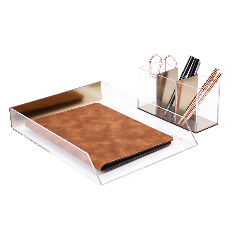 A4 Clear Acrylic Customized Stacking File Organizer Office Desk Document Acrylic A4 File Tray