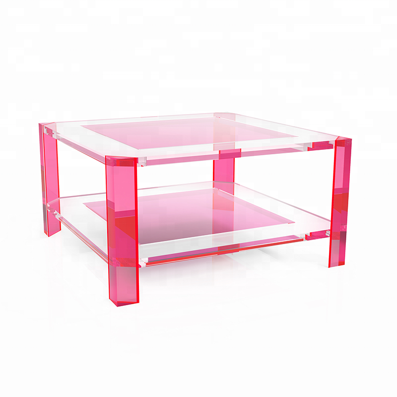 Living room furniture neon pink clear acrylic coffee table