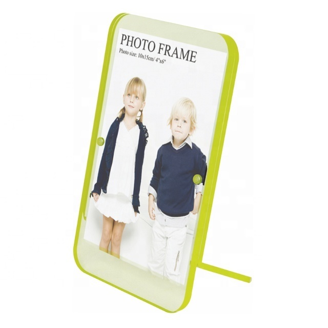 Top sale transparent clear acrylic photo frame picture frame with edge in neon color