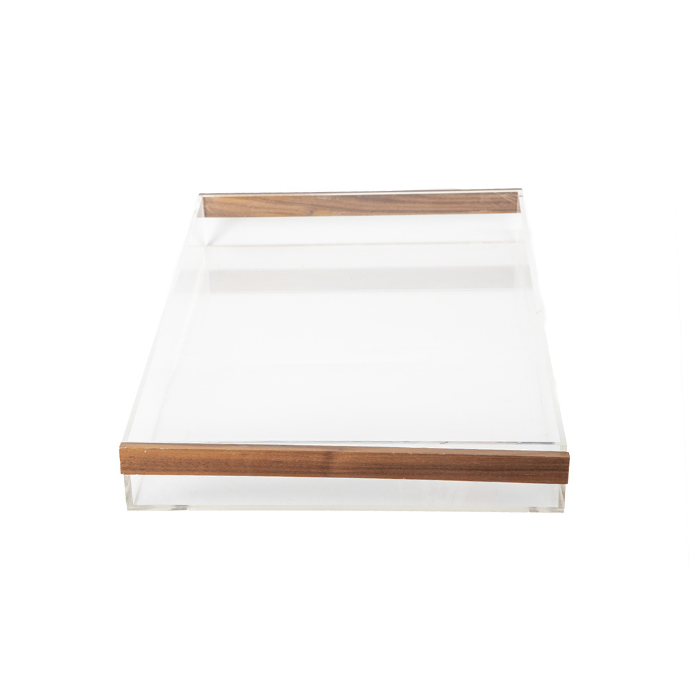 Customized Square Acrylic Tray Clear Acrylic Tray For Serving  Lucite Tray With Handles