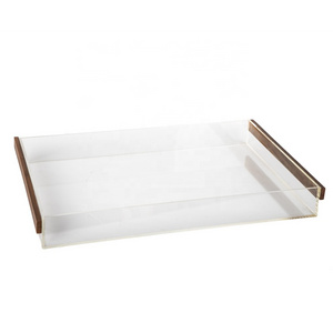 Customized Square Acrylic Tray Clear Acrylic Tray For Serving  Lucite Tray With Handles