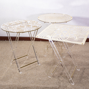 Outdoor Furniture Balcony Lightweight Portable Acrylic Height Adjustable Small Round Indoor Folding Coffee Table