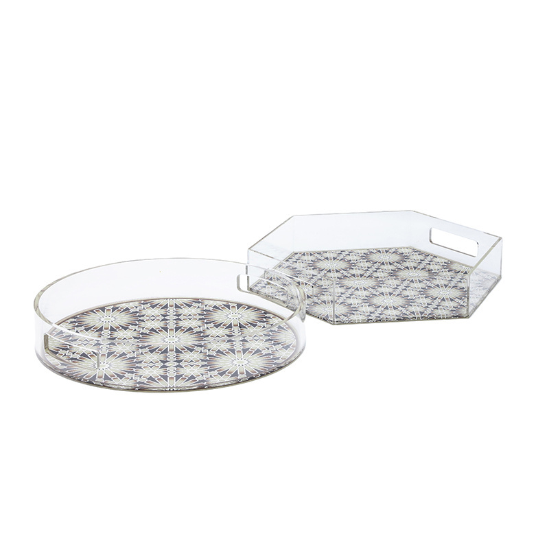 High Quality Creative Acrylic Round Tray Acrylic Candy Tray With Insert For Kitchen Coffee Table